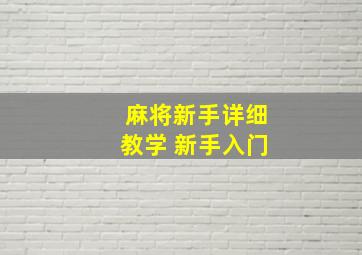 麻将新手详细教学 新手入门